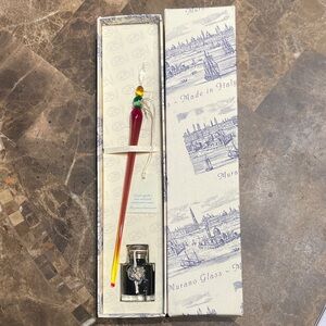 Murano Glass Red and Yellow Decorative Pen Set